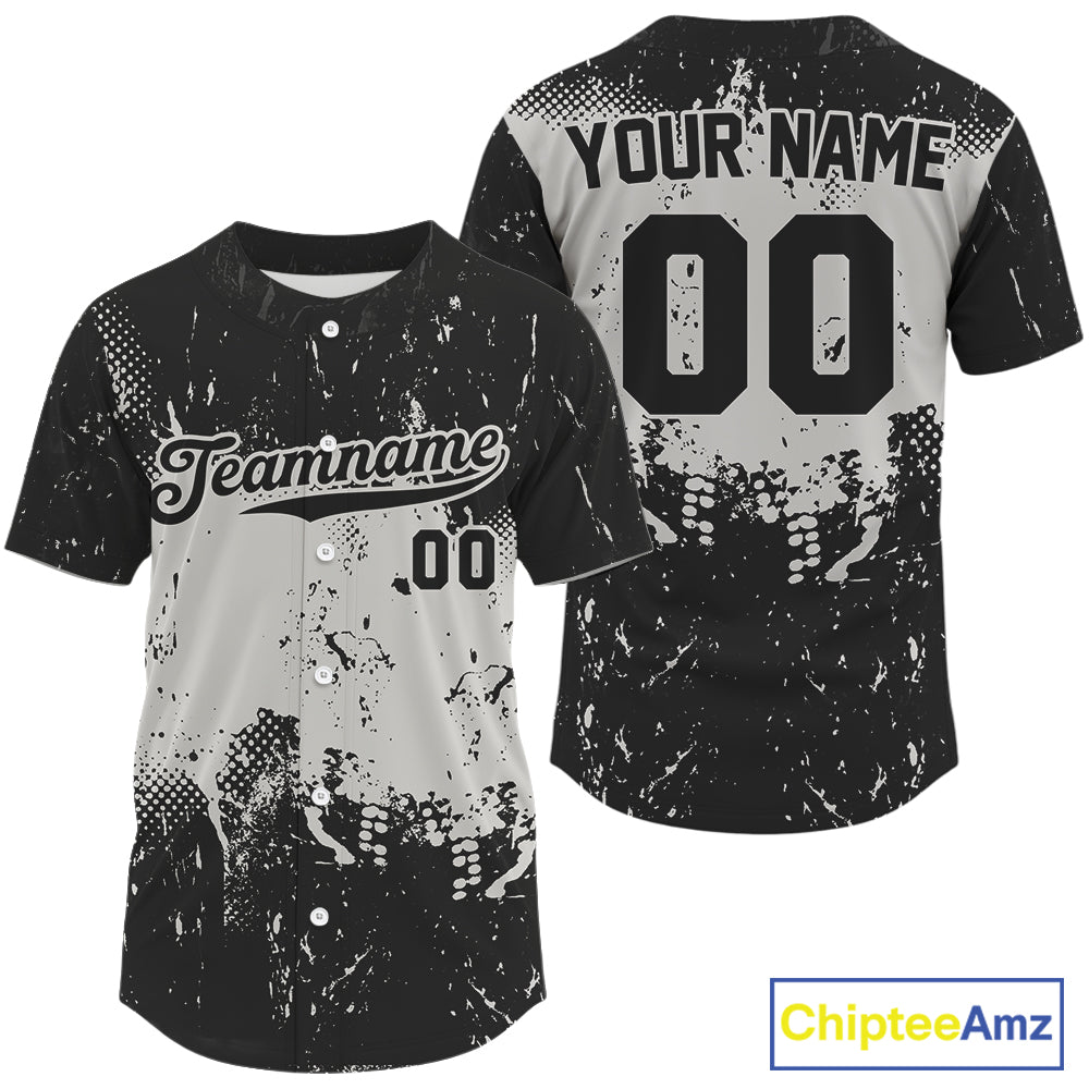 Custom Black White Grunge Baseball Ball Shirt Baseball Team Jerseys