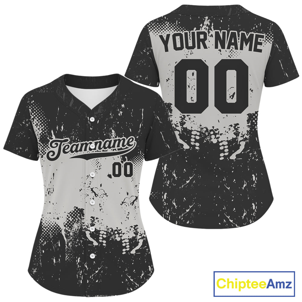Custom Black White Grunge Baseball Ball Shirt Baseball Team Jerseys