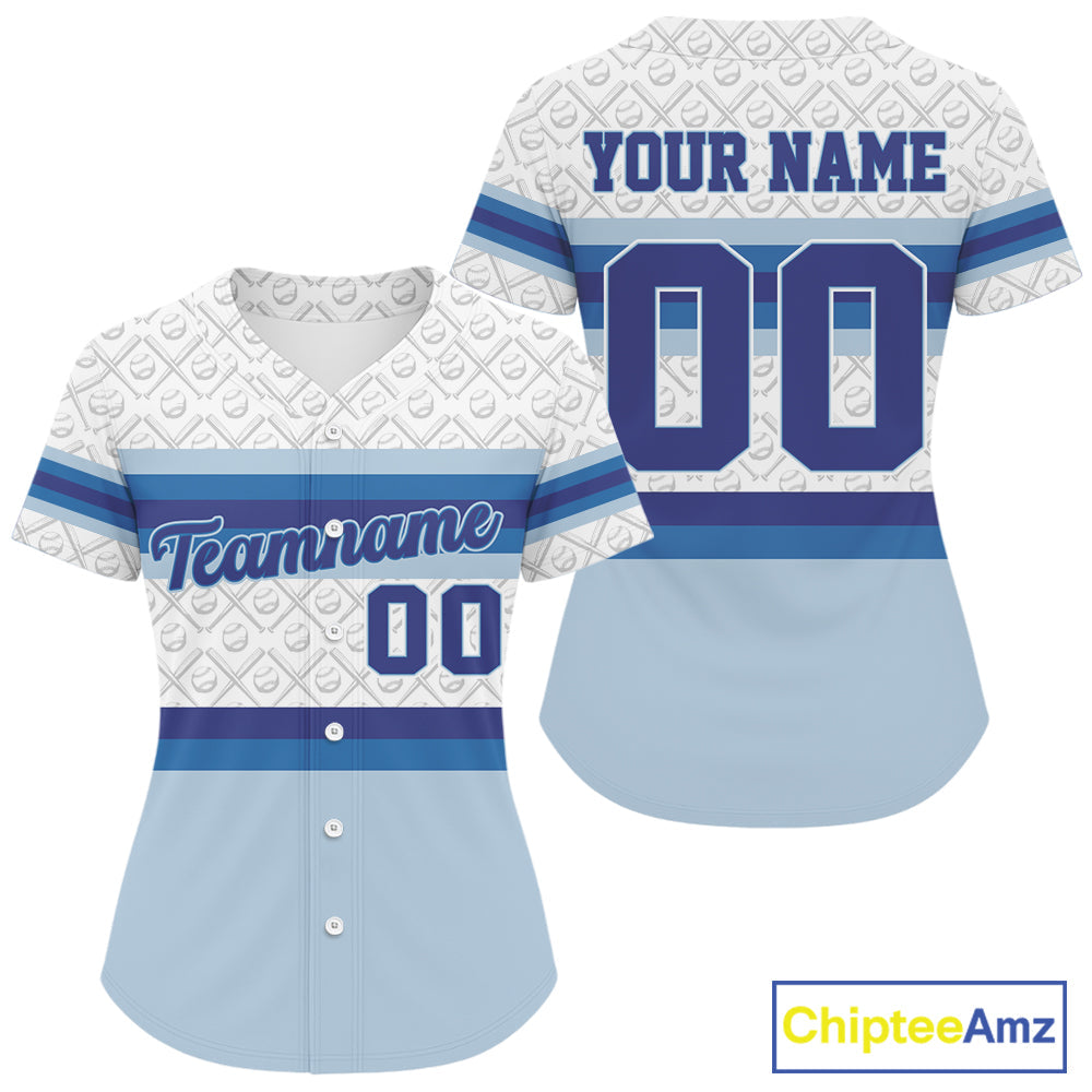 Custom White And Blue Baseball Ball Shirt Baseball Jerseys Gifts