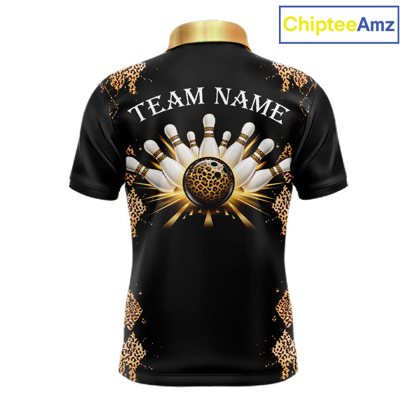 Gold Leopard Pattern Bowling Shirts Custom Leopard Light Bowling Strike Bowling Team Jersey