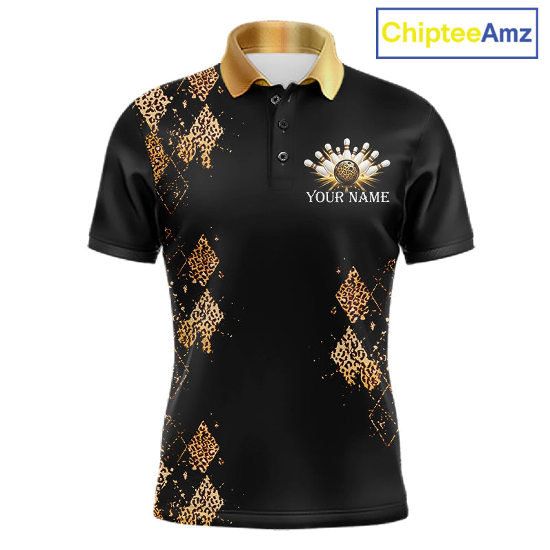 Gold Leopard Pattern Bowling Shirts Custom Leopard Light Bowling Strike Bowling Team Jersey