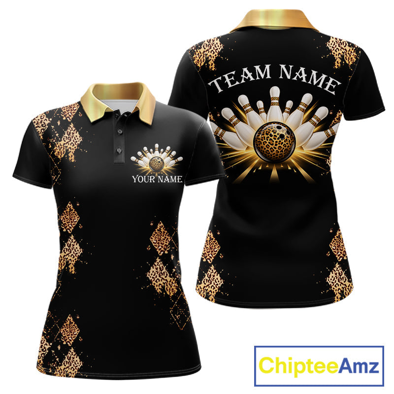 Gold Leopard Pattern Bowling Shirts Custom Leopard Light Bowling Strike Bowling Team Jersey