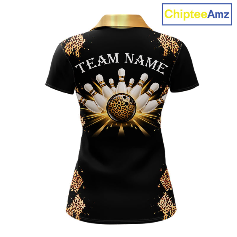 Gold Leopard Pattern Bowling Shirts Custom Leopard Light Bowling Strike Bowling Team Jersey