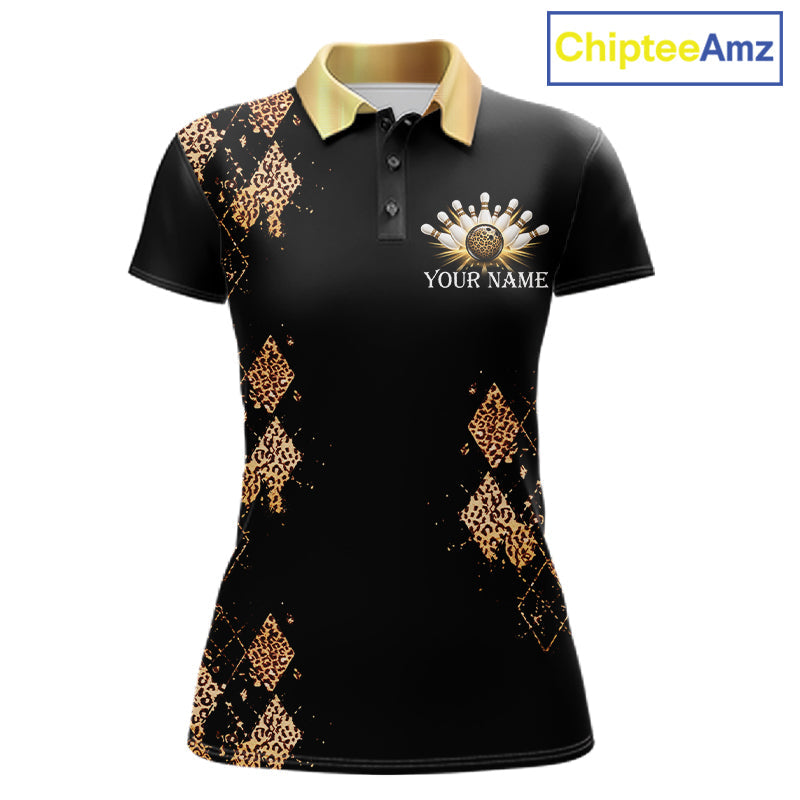 Gold Leopard Pattern Bowling Shirts Custom Leopard Light Bowling Strike Bowling Team Jersey