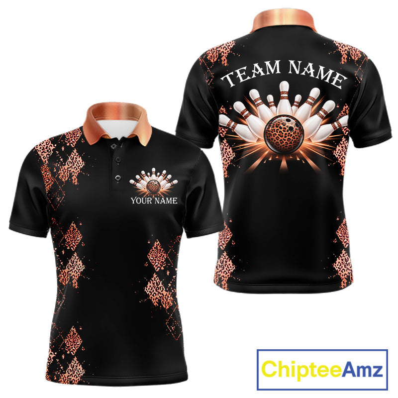 Orange Leopard Pattern Bowling Shirts Custom Leopard Light Bowling Strike Bowling Team Jersey