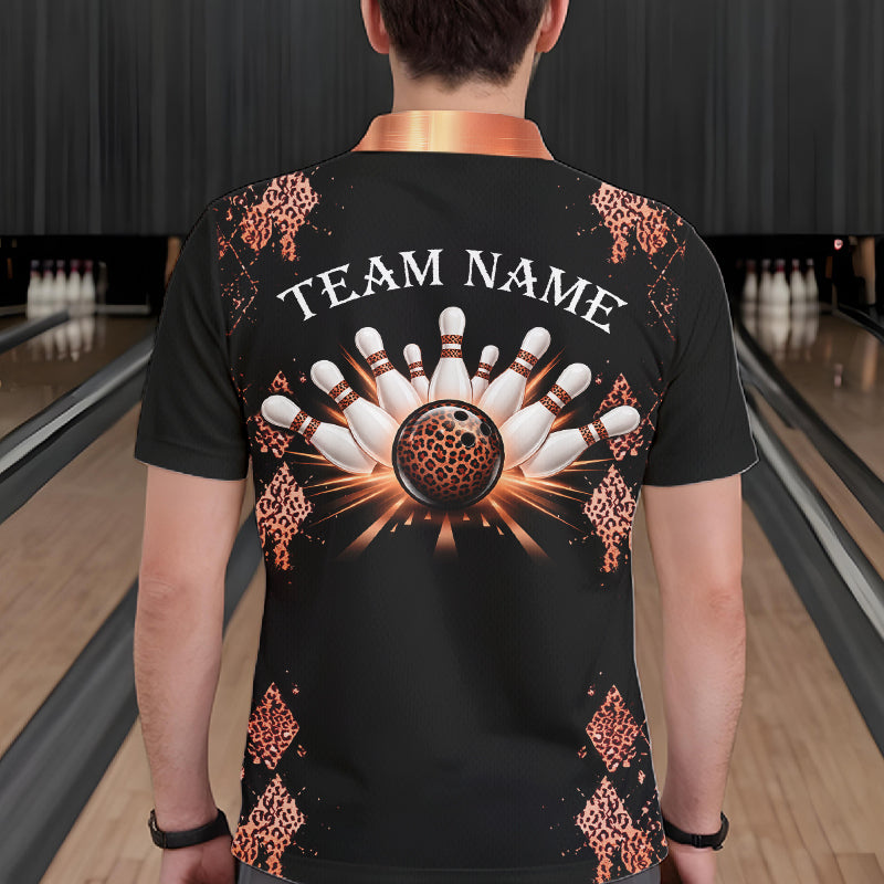 Orange Leopard Pattern Bowling Shirts Custom Leopard Light Bowling Strike Bowling Team Jersey