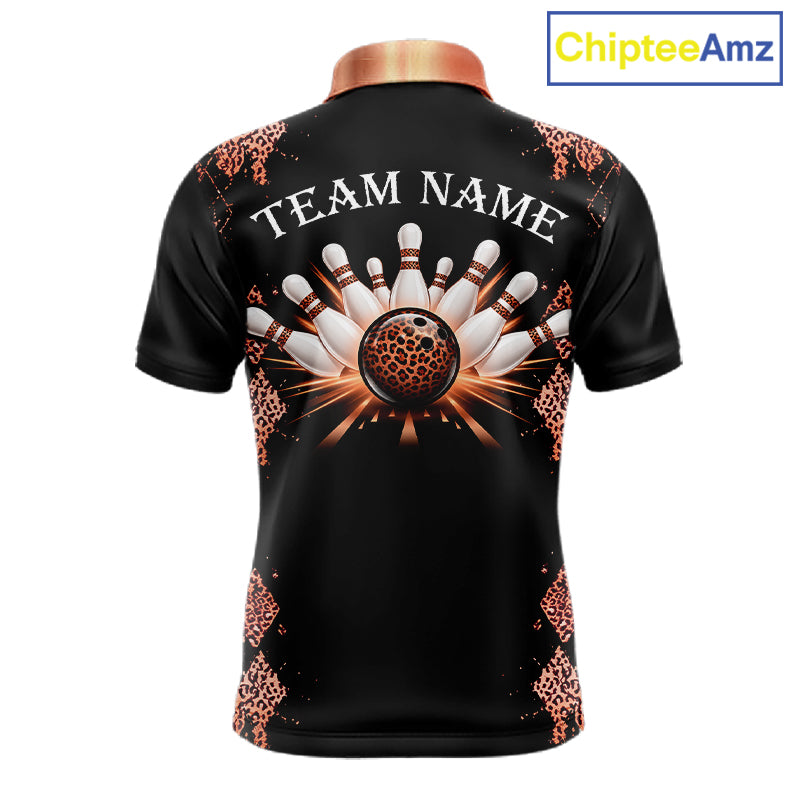 Orange Leopard Pattern Bowling Shirts Custom Leopard Light Bowling Strike Bowling Team Jersey