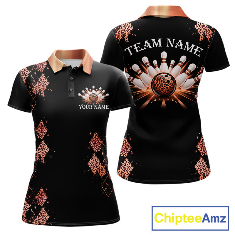 Orange Leopard Pattern Bowling Shirts Custom Leopard Light Bowling Strike Bowling Team Jersey