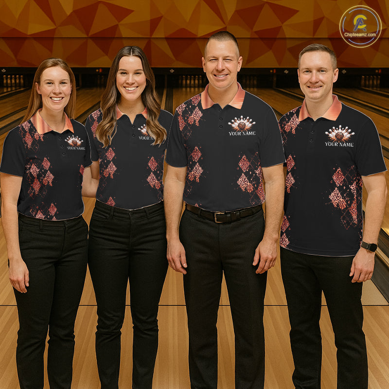 Orange Leopard Pattern Bowling Shirts Custom Leopard Light Bowling Strike Bowling Team Jersey
