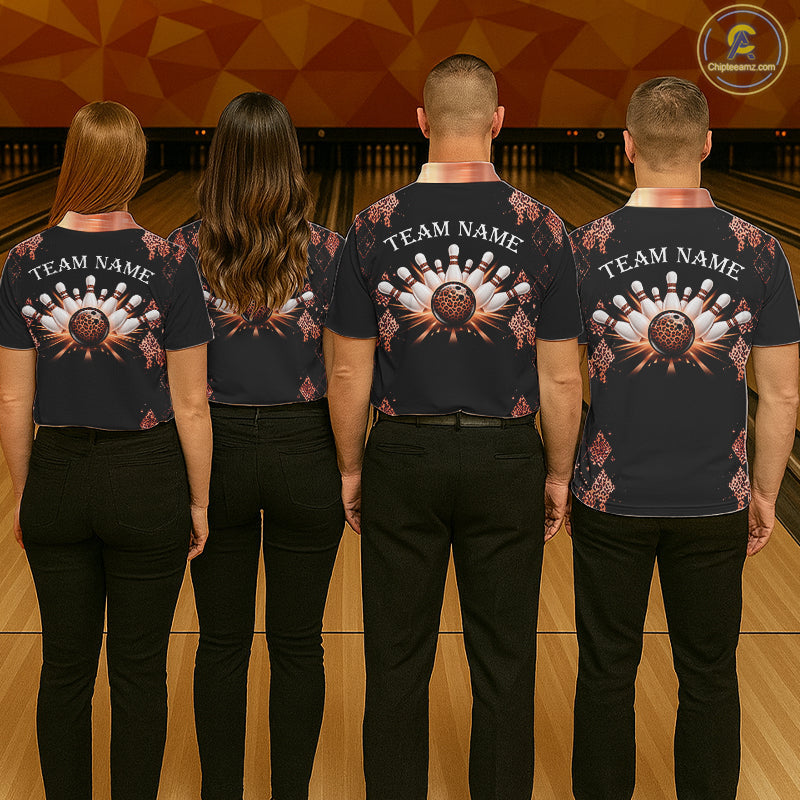 Orange Leopard Pattern Bowling Shirts Custom Leopard Light Bowling Strike Bowling Team Jersey