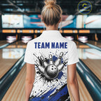 Black And Blue Splatter Paint Bowling Ball & Pins Shirts Custom Team Bowling Attire