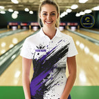 Black And Purple Splatter Paint Bowling Ball & Pins Shirts Custom Team Bowling Attire