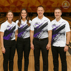 Black And Purple Splatter Paint Bowling Ball & Pins Shirts Custom Team Bowling Attire