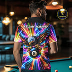 Personalized Eagle 8-Ball Pool Billiard Shirt Neon Rainbow Eagle Billiard Team Uniform Jersey