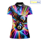 Personalized Eagle 8-Ball Pool Billiard Shirt Neon Rainbow Eagle Billiard Team Uniform Jersey