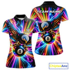 Personalized Eagle 8-Ball Pool Billiard Shirt Neon Rainbow Eagle Billiard Team Uniform Jersey