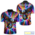 Personalized Eagle 8-Ball Pool Billiard Shirt Neon Rainbow Eagle Billiard Team Uniform Jersey