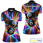 Personalized Eagle 8-Ball Pool Billiard Shirt Neon Rainbow Eagle Billiard Team Uniform Jersey
