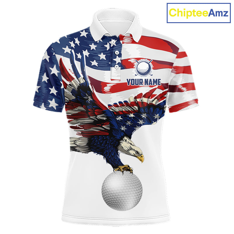 Red, White And Blue American Flag Eagle Golf Polo Shirts Custom Patriot Golf Team Jersey