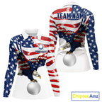 Red, White And Blue American Flag Eagle Golf Polo Shirts Custom Patriot Golf Team Jersey