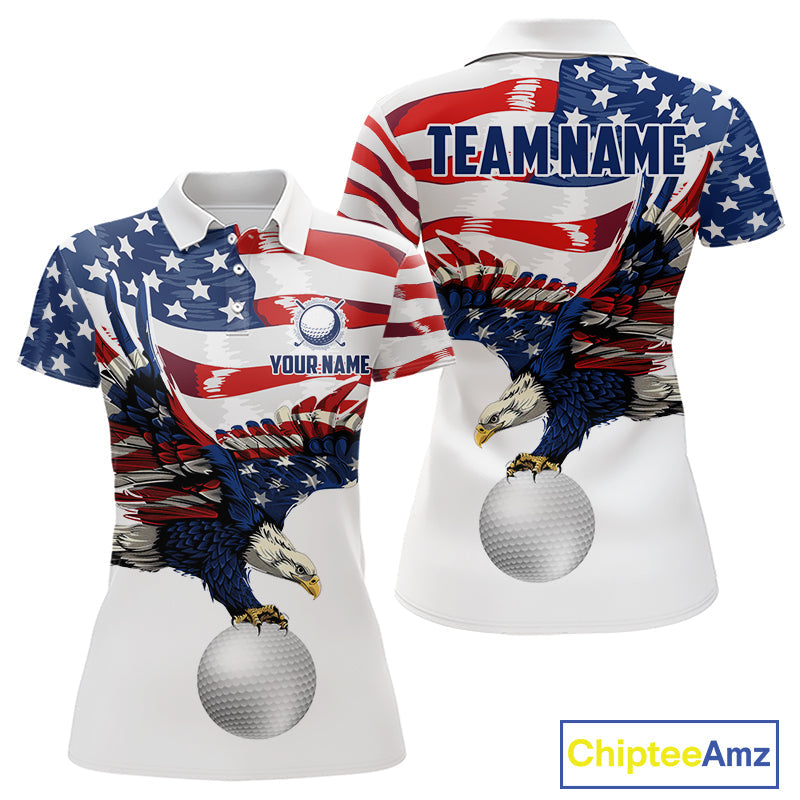 Red, White And Blue American Flag Eagle Golf Polo Shirts Custom Patriot Golf Team Jersey