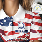 Red, White And Blue American Flag Eagle Golf Polo Shirts Custom Patriot Golf Team Jersey