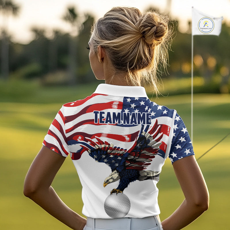 Red, White And Blue American Flag Eagle Golf Polo Shirts Custom Patriot Golf Team Jersey
