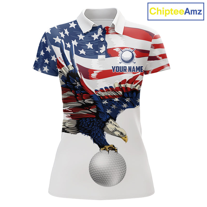 Red, White And Blue American Flag Eagle Golf Polo Shirts Custom Patriot Golf Team Jersey