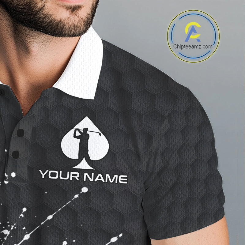 Red Spades Poker Golf Polo Shirt Custom Name Splatter Poker Golf Top For Team, Golf Gift
