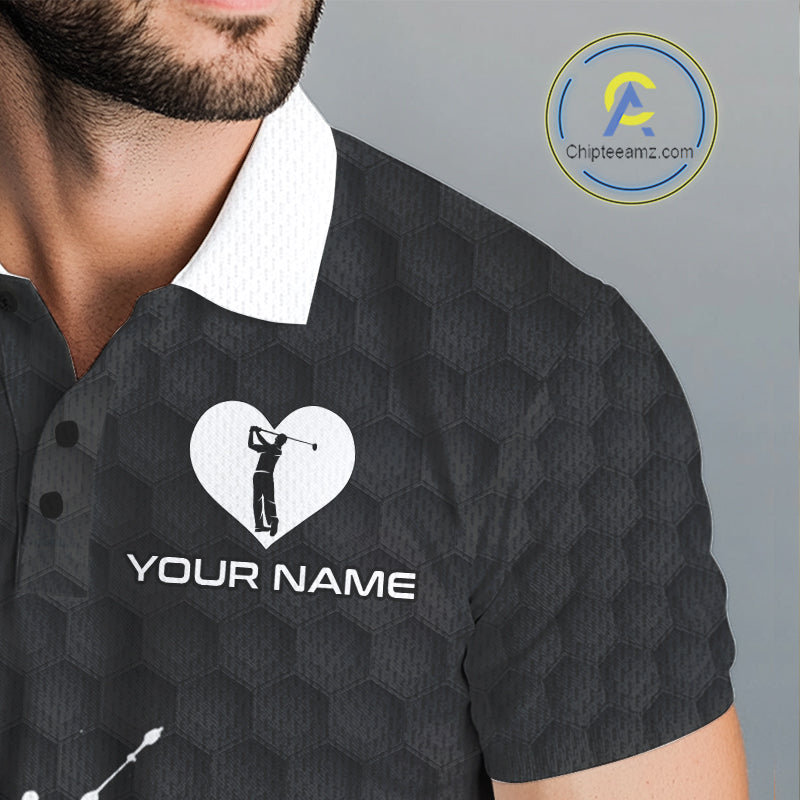 Red Hearts Poker Golf Polo Shirt Custom Name Splatter Poker Golf Top For Team, Golf Gift