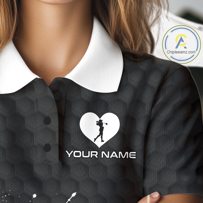 Red Hearts Poker Golf Polo Shirt Custom Name Splatter Poker Golf Top For Team, Golf Gift