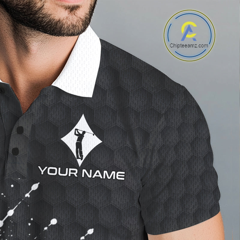 Red Diamonds Poker Golf Polo Shirt Custom Name Splatter Poker Golf Top For Team, Golf Gift