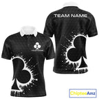 Black Clubs Poker Golf Polo Shirt Custom Name Splatter Poker Golf Top For Team, Golf Gift