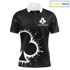 Black Clubs Poker Golf Polo Shirt Custom Name Splatter Poker Golf Top For Team, Golf Gift