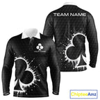 Black Clubs Poker Golf Polo Shirt Custom Name Splatter Poker Golf Top For Team, Golf Gift