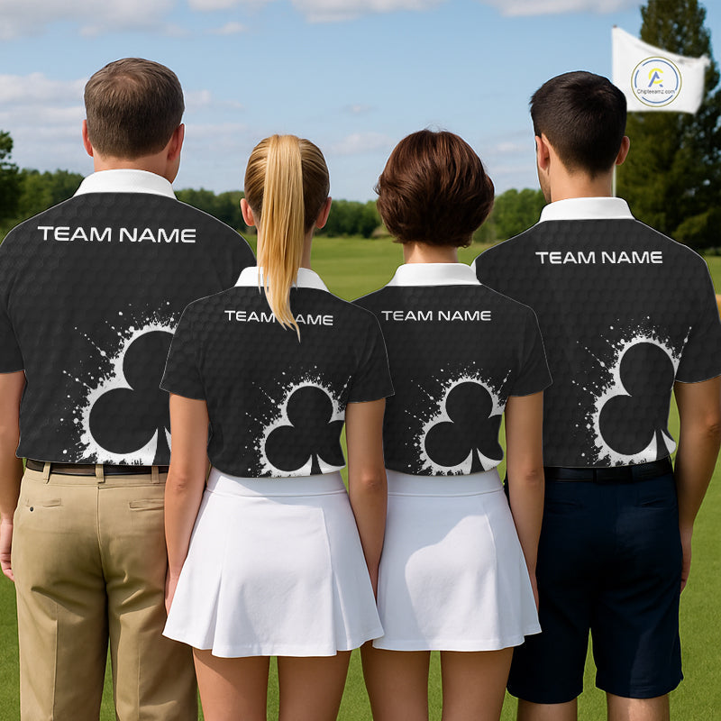 Black Clubs Poker Golf Polo Shirt Custom Name Splatter Poker Golf Top For Team, Golf Gift