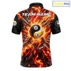Personalized Yin Yang 8 Ball 9 Ball Billiard Shirt Red Flame Pool Billiard Jersey Team Uniform