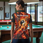 Personalized Yin Yang 8 Ball 9 Ball Billiard Shirt Red Flame Pool Billiard Jersey Team Uniform