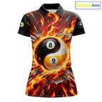 Personalized Yin Yang 8 Ball 9 Ball Billiard Shirt Red Flame Pool Billiard Jersey Team Uniform