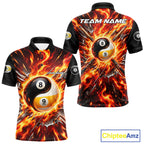 Personalized Yin Yang 8 Ball 9 Ball Billiard Shirt Red Flame Pool Billiard Jersey Team Uniform