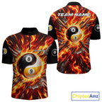 Personalized Yin Yang 8 Ball 9 Ball Billiard Shirt Red Flame Pool Billiard Jersey Team Uniform