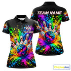Custom Smiley Funny Bowling Jersey Colorful Splash Bowling Polo 1/4-Zip Tournament Shirt