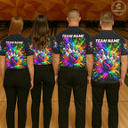 Custom Smiley Funny Bowling Jersey Colorful Splash Bowling Polo 1/4-Zip Tournament Shirt