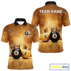 Personalized Gold Crown 8 Ball & 9 Ball Billiard Shirt Custom Billiard Pool Team Jerseys