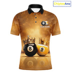Personalized Gold Crown 8 Ball & 9 Ball Billiard Shirt Custom Billiard Pool Team Jerseys