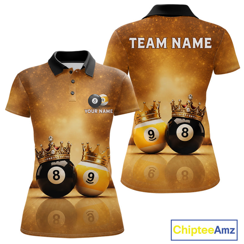 Personalized Gold Crown 8 Ball & 9 Ball Billiard Shirt Custom Billiard Pool Team Jerseys