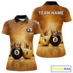 Personalized Gold Crown 8 Ball & 9 Ball Billiard Shirt Custom Billiard Pool Team Jerseys