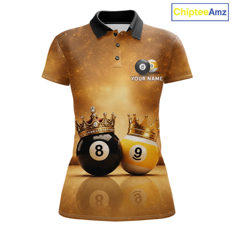 Personalized Gold Crown 8 Ball & 9 Ball Billiard Shirt Custom Billiard Pool Team Jerseys