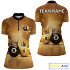 Personalized Gold Crown 8 Ball & 9 Ball Billiard Shirt Custom Billiard Pool Team Jerseys