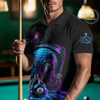 Personalized Vintage Neon Grim Reaper Billiard Polo 1/4-Zip Custom 8 Ball Pool Billiard Shirt